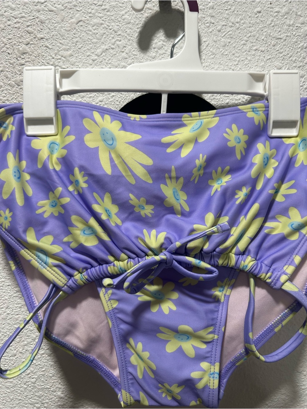 Kids Purple Daisy Print Three-Piece Swim Set